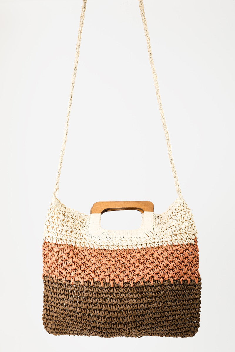 Color Block  Braided Tote