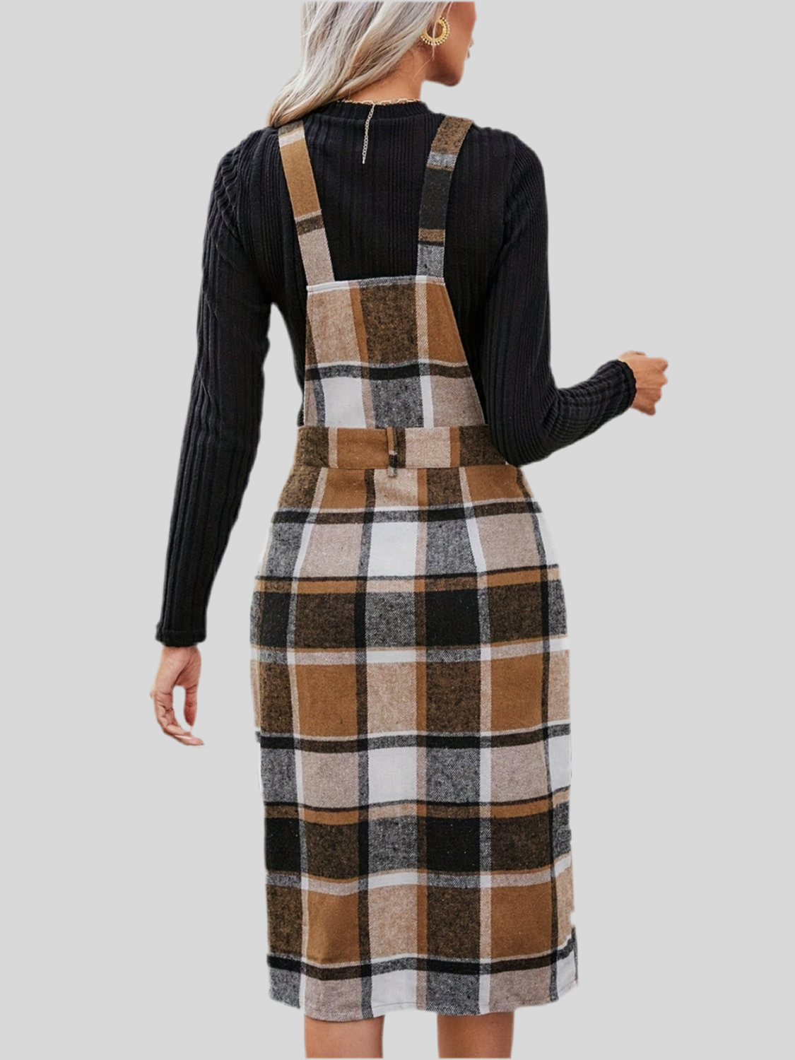 Plaid Overall Dress